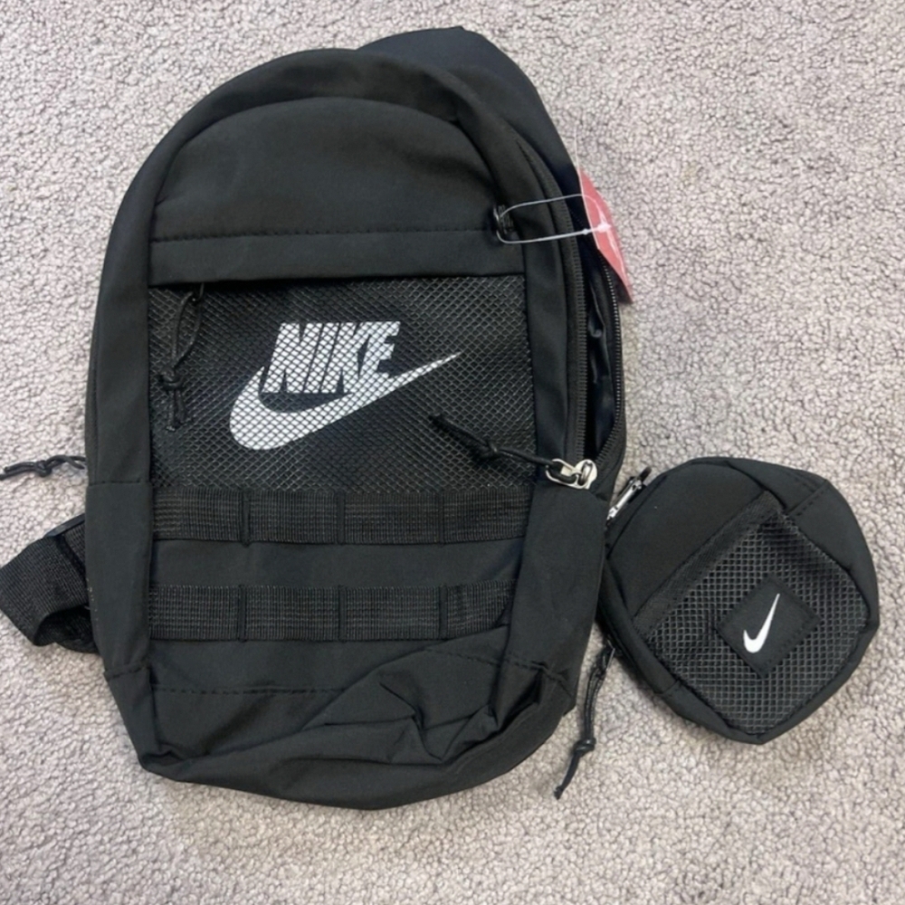 Nike Sling Bag Crossbody Chest Backpack Black w/ Detachable Pouch NWT Unisex